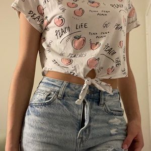 Peaches White Crop Top